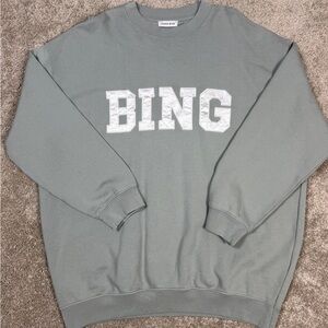 NEW Anine Bing Tyler Sweatshirt Sage Green with White Satin Logo Size Small